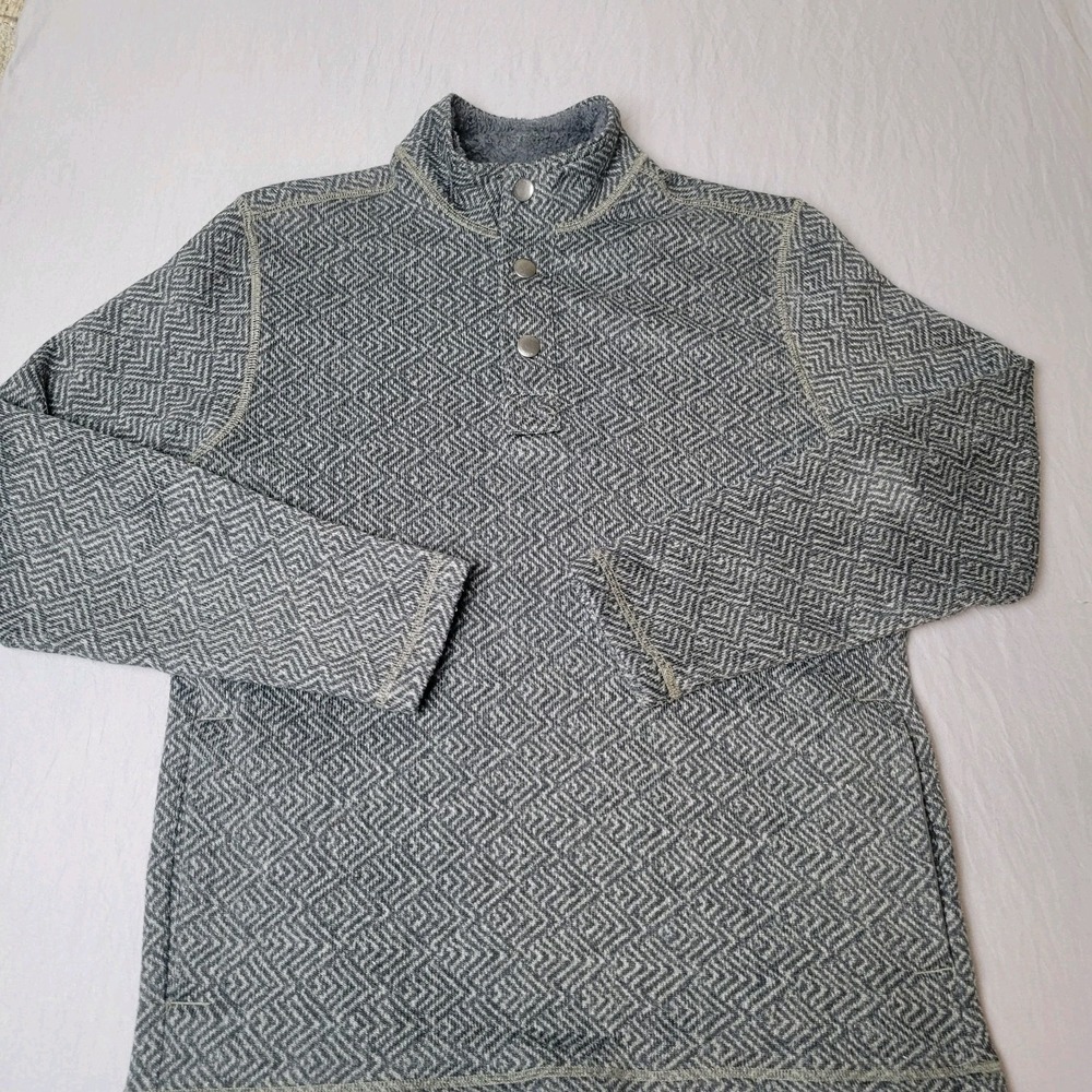 GH Bass Henley Sweater Men's MEDIUM Grey Pullover Long Sleeve 1/4 Button Mock